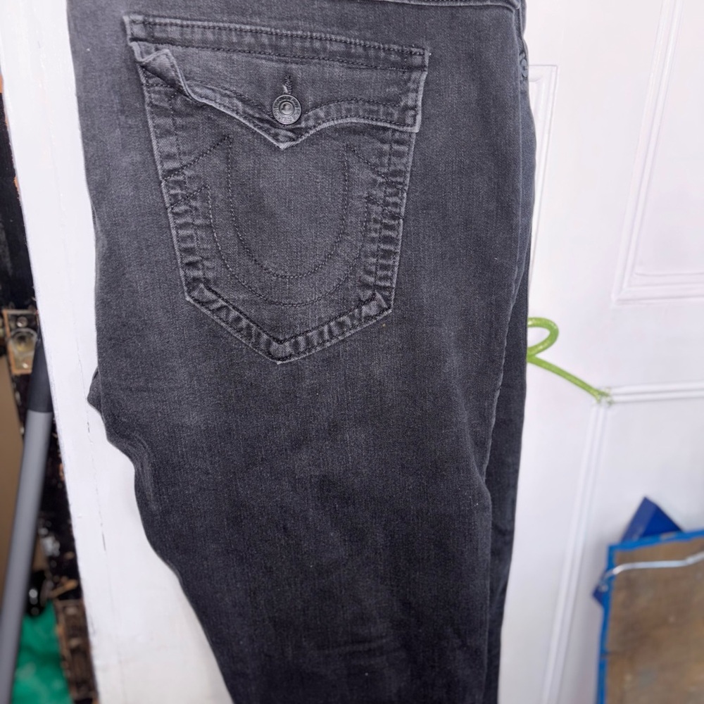 True Religion Black Relaxed Jeans with Signature Stitching